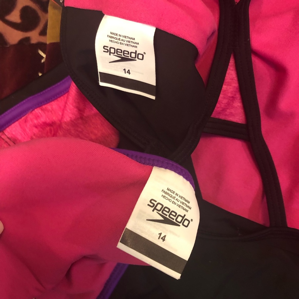 SPEEDO Girls Heather Splice Tankini Two Piece - Picture 6 of 8